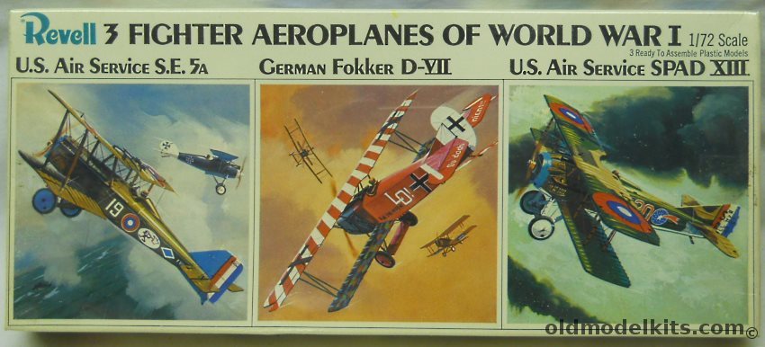 Revell 1/72 3 Fighters of WWI SE-5 Scout  US Air Service / Fokker D-VII Udet / Spad XIII US Air Service, H683-130 plastic model kit